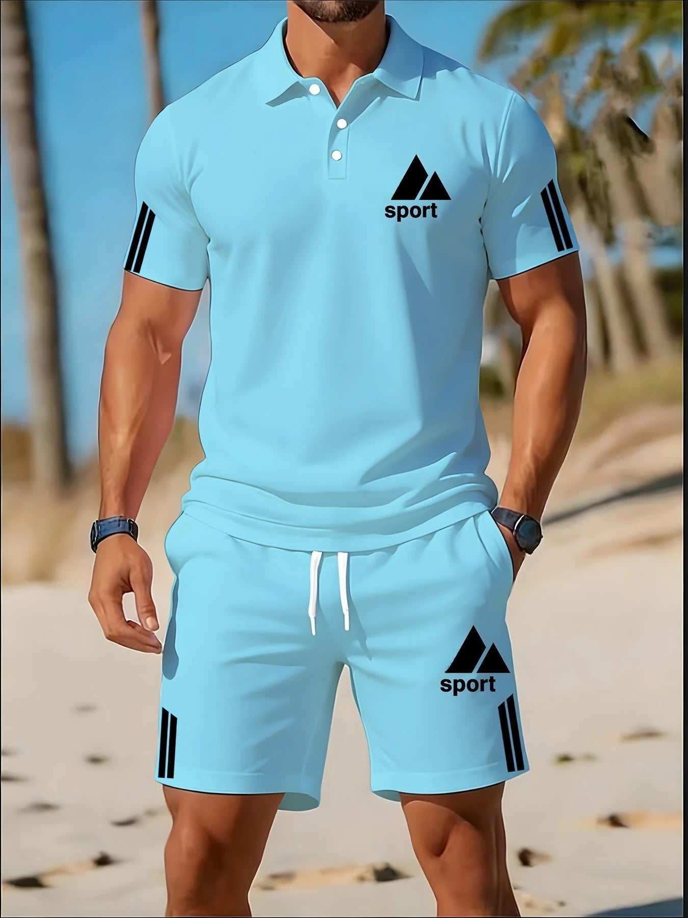 Ensemble de vêtements de sport décontractés pour hommes, polo à manches courtes + short d'été, ensemble de sport décontracté, ensemble respirant pour hommes MAEJORKEN