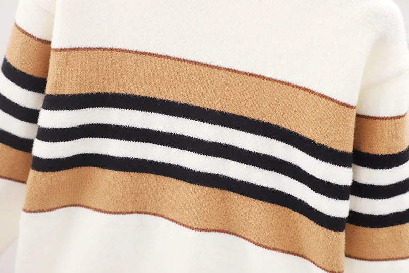 Pull à manches longues et col haut pour garçon de 2 à 6 ans, beau tricot, Design à rayures, automne et hiver MAEJORKEN