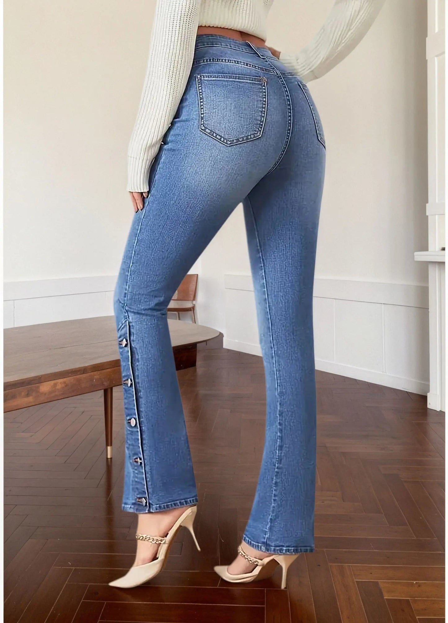 Jean évasé Y2k pour femme, pantalon en Denim d'inspiration Vintage, Look élégant, tissu extensible, lavable en Machine, Style rétro MAEJORKEN