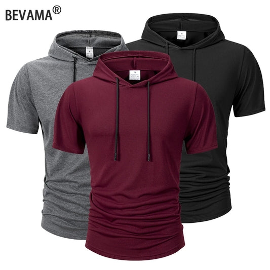 Sweat-shirt à capuche pour hommes, décontracté, manches courtes, ample, couleur unie, léger, Fitness, dessus respirants, été MAEJORKEN