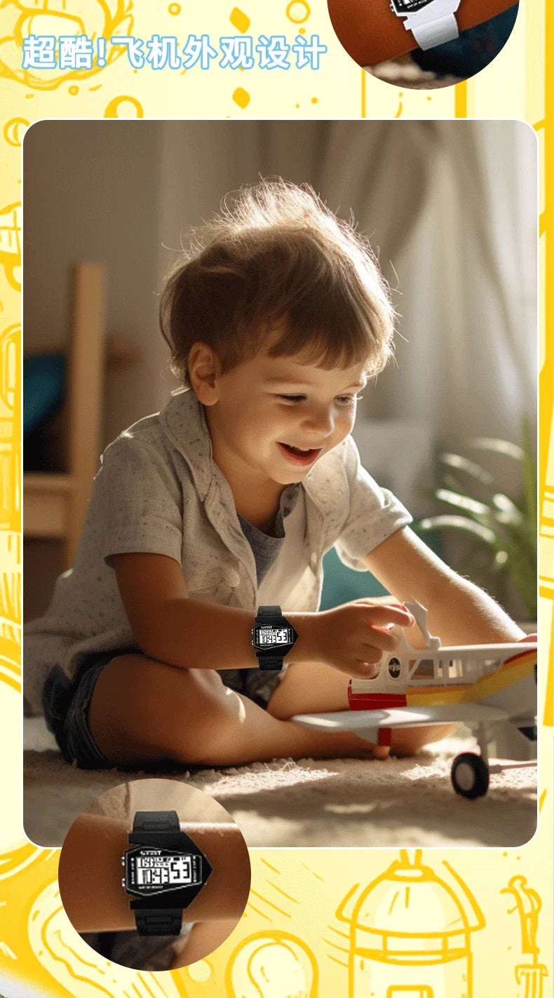 Montres numériques créatives pour enfants, lumineux, étanche, bracelet en Silicone, montre de sport pour hommes, réveil multifonction MAEJORKEN