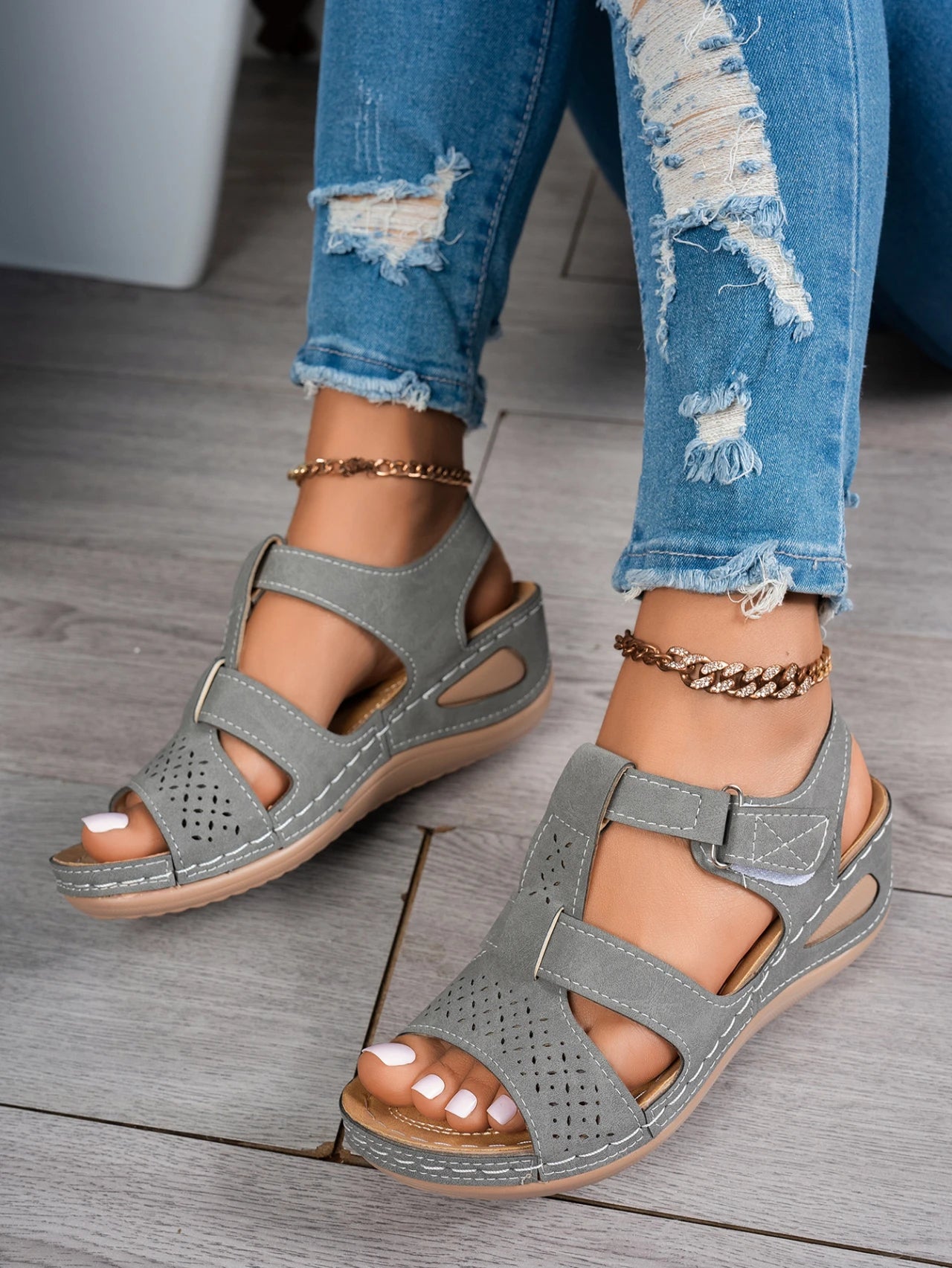 Sandales compensées orthopédiques haut de gamme pour femme, été 2026, à bout ouvert, antidérapantes, style vintage et rétro, chaussures décontractées à plateforme MAEJORKEN