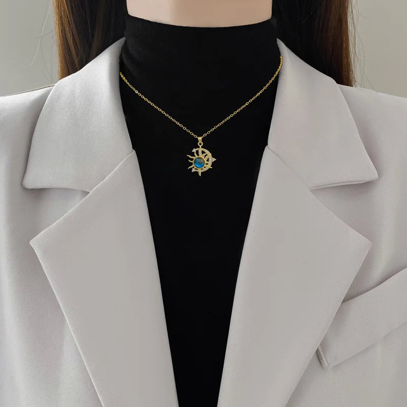 Collier de la série Star Series en acier au titane pour femme, pendentif planète lune et astronome, colliers de la présidence, cadeaux de bijoux, document doré, luxe abordable MAEJORKEN