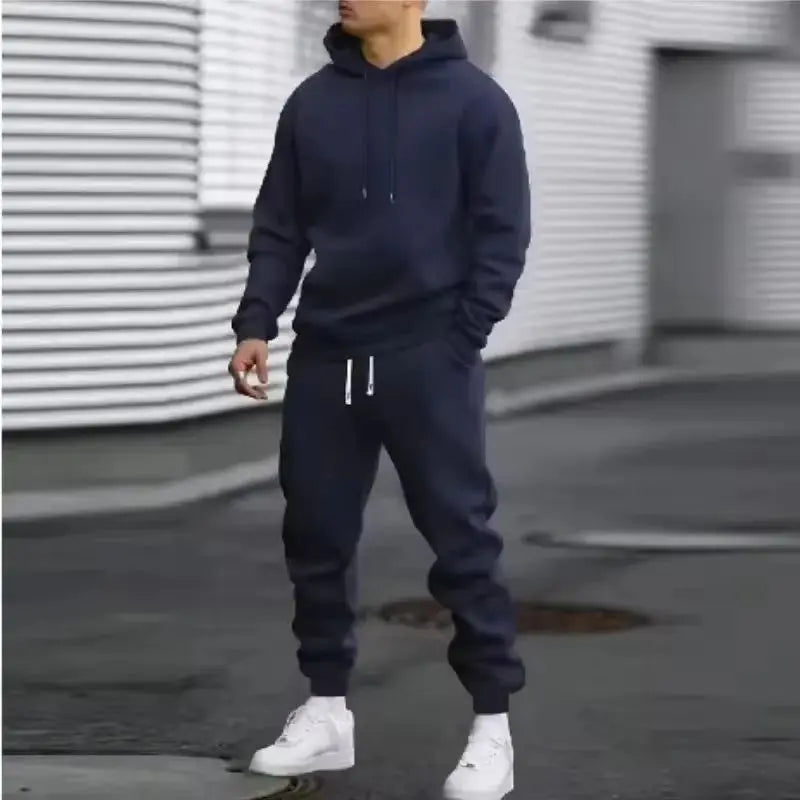 Ensemble survêtement couleur unie sweat à capuche + pantalon du S au 3XL