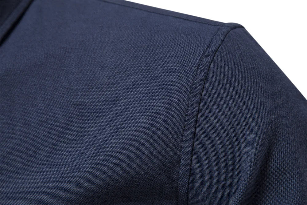 "Chemise à manches longues pour hommes, design polyvalent et décontracté, taille européenne, haut à simple boutonnage à revers de couleur pure à la mode" MAEJORKEN