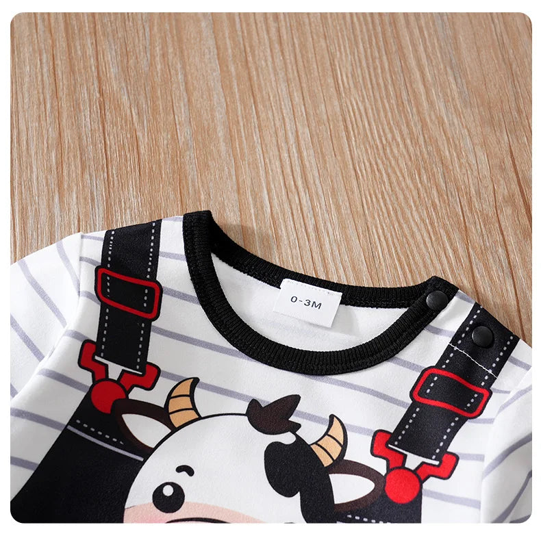 Vêtements pour bébé, imprimé vache de dessin animé mignon, confortable et doux, combinaison pour garçons et filles de 0 à 18 ans, printemps et automne, manches longues MAEJORKEN