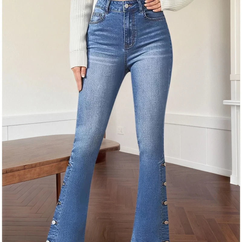 Jean évasé Y2k pour femme, pantalon en Denim d'inspiration Vintage, Look élégant, tissu extensible, lavable en Machine, Style rétro MAEJORKEN