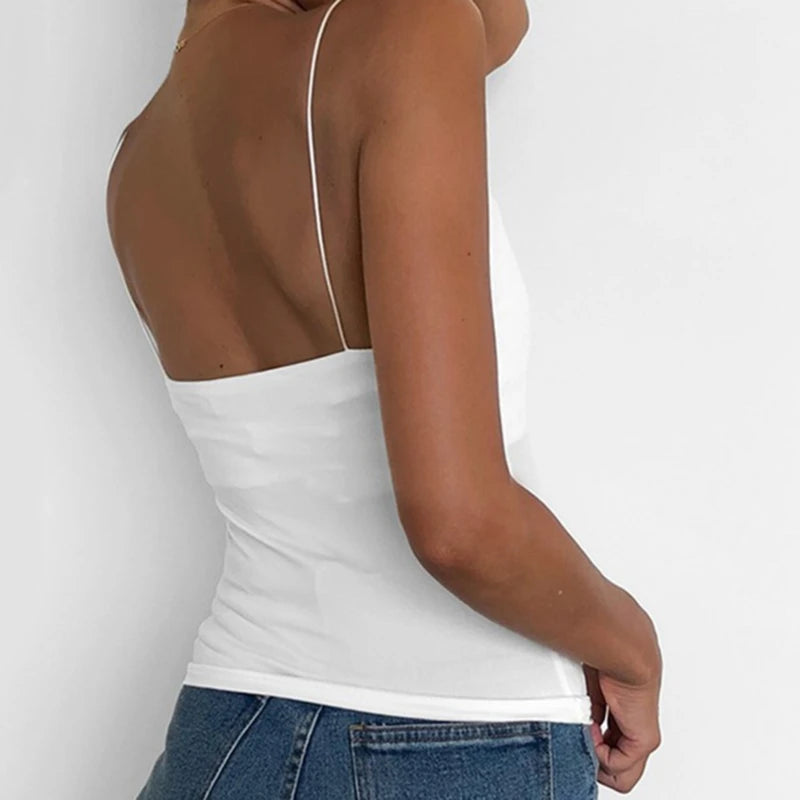 Débardeur en Satin pour femmes, fin, sauvage, solide, débardeur, bretelles Sexy, Tops basiques, Slim, sans manches, été, 2022 MAEJORKEN