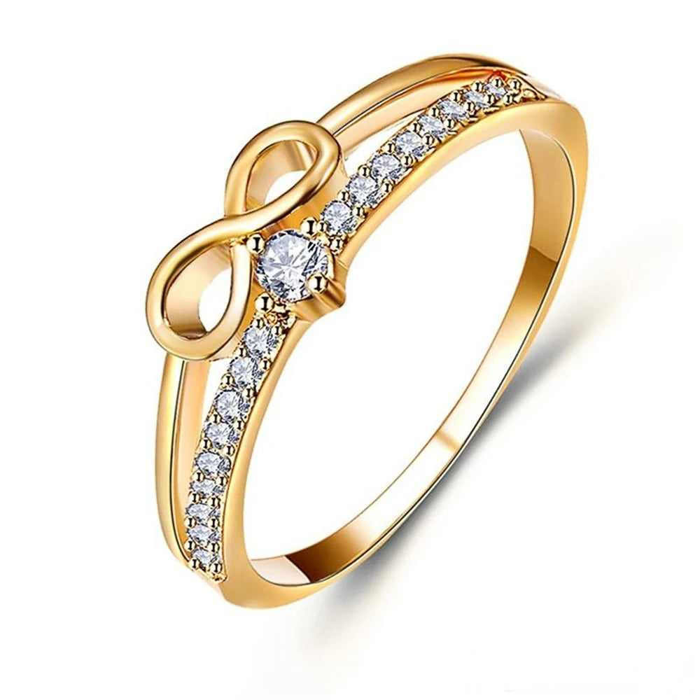 Huitan – bague Chic en forme d'arc pour femmes, signe infini, zircone cubique, accessoires de doigt à la mode, bijoux de fête quotidiens MAEJORKEN