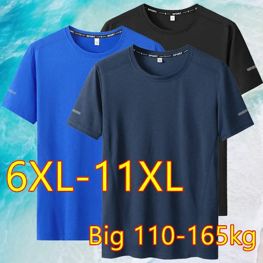 T-shirt manches courtes col rond homme, séchage rapide, grande taille 6XL à 11 XL