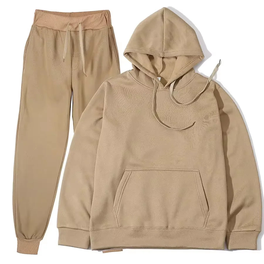 Ensemble survêtement couleur unie sweat à capuche + pantalon du S au 3XL