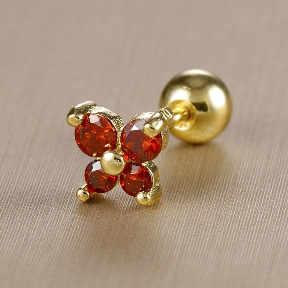 Mini boucles d'oreilles en acier inoxydable, pierre de naissance, 12 Constellation, Cartilage, papillon, bijoux de perçage hypoallergéniques, 1 pièce MAEJORKEN