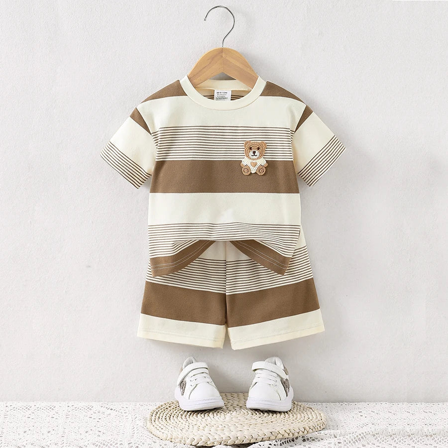 2025 nouveau bébé été Cool respirant tricot col rond T-Shirt + short 2 pièces ensemble tenue pour garçons filles infantile enfant en bas âge vêtements MAEJORKEN