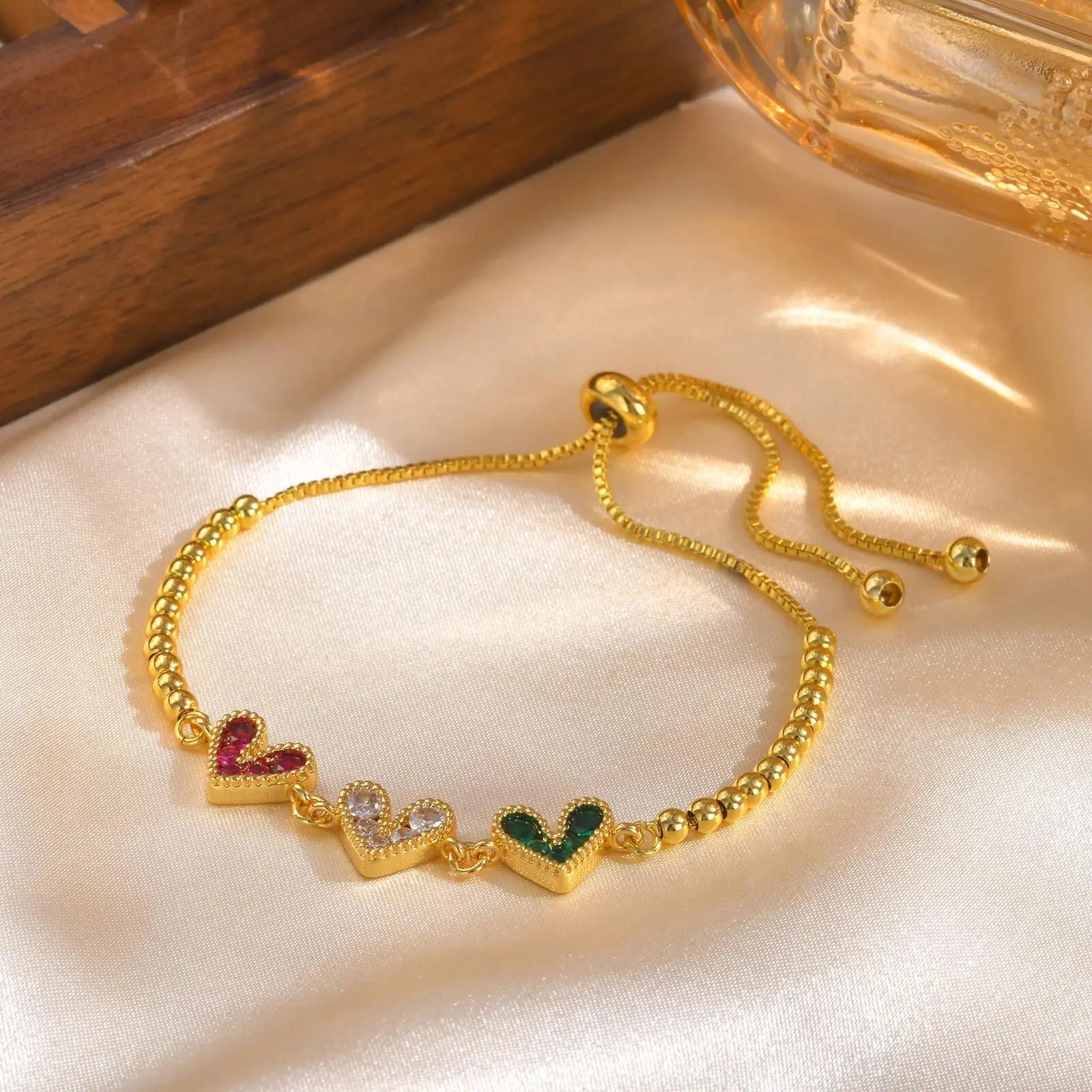 Zcomprend-Bracelet coeur en pierre colorée pour femme, lune, étoile, boîte réglable, bijoux JOWristband, cadeau pour petite amie, jour de Léon MAEJORKEN