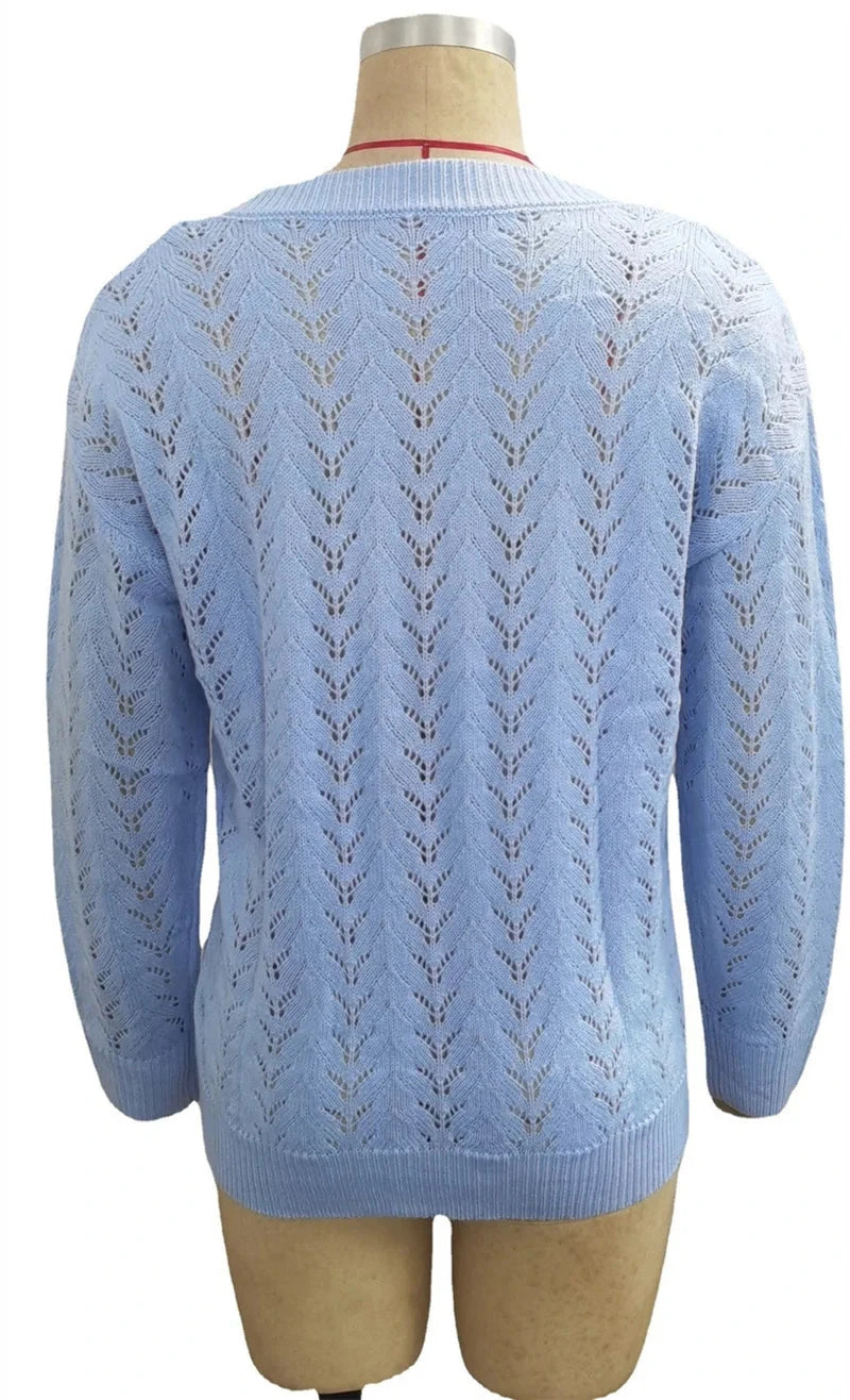 Pull à col en V profond pour femme, pull évidé, manches longues, document solide, chaud, élégant, femme, attrayant pour l'UE, automne, hiver, nouveau MAEJORKEN