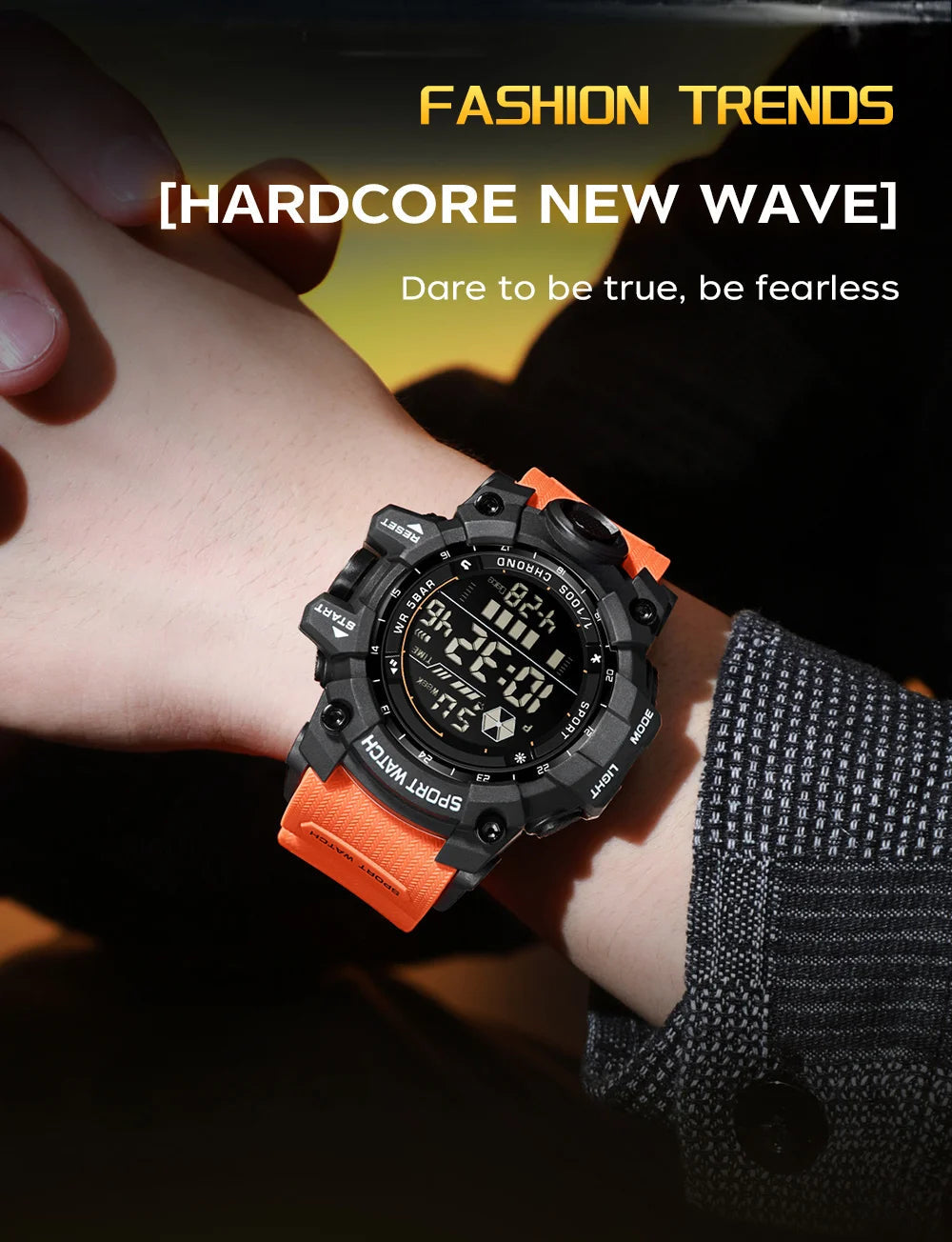 SANDA Sports de plein air hommes montre LED étanche analogique numérique spectacle multifonction grand cadran électronique montre-bracelet G style mâle Cloc MAEJORKEN