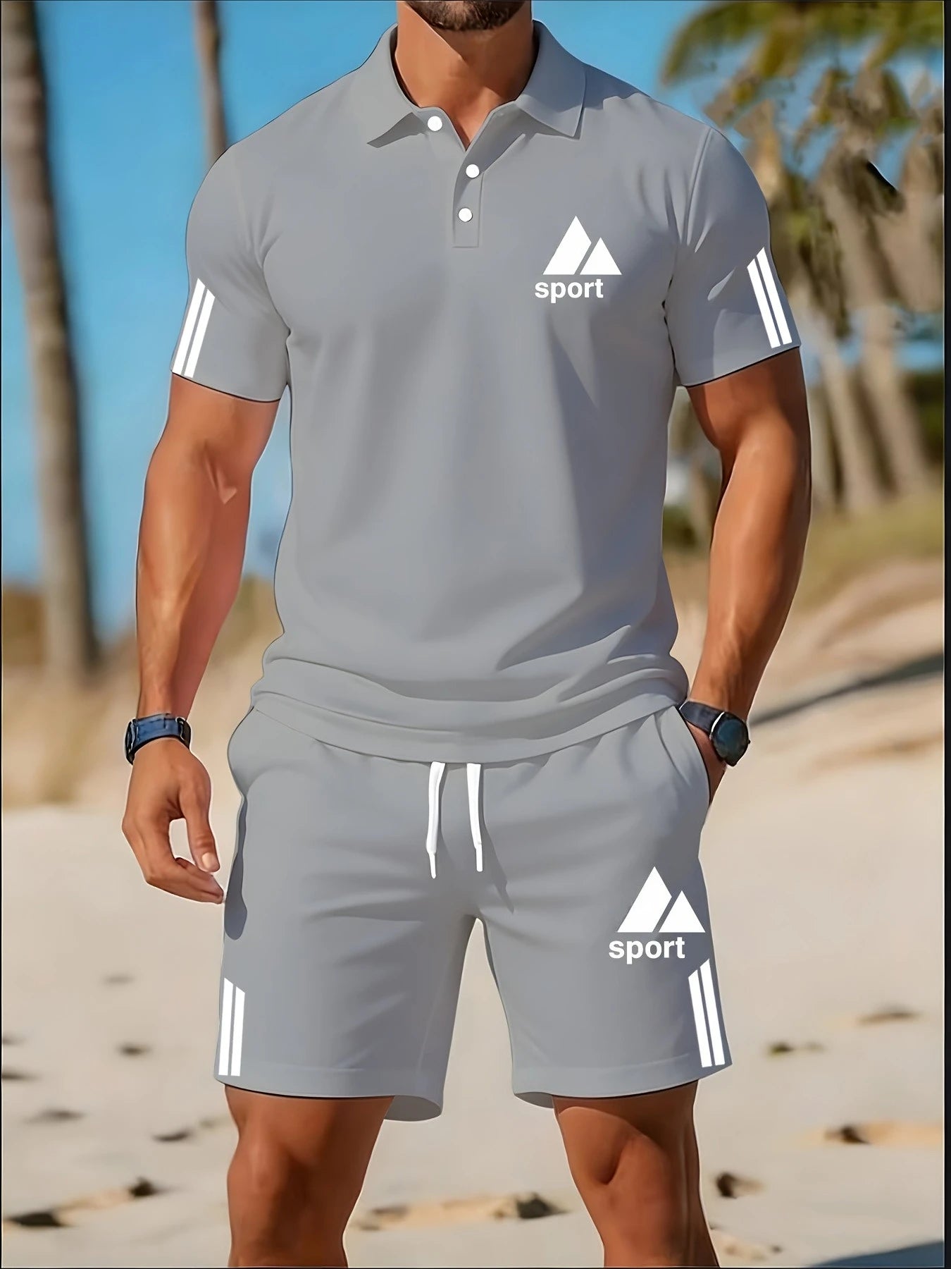 Ensemble de vêtements de sport décontractés pour hommes, polo à manches courtes + short d'été, ensemble de sport décontracté, ensemble respirant pour hommes MAEJORKEN