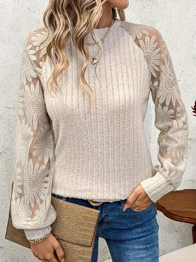 Pull tricoté dentelle femmes du S au 2XL MAEJORKEN