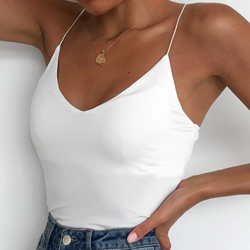 Débardeur en Satin pour femmes, fin, sauvage, solide, débardeur, bretelles Sexy, Tops basiques, Slim, sans manches, été, 2022 MAEJORKEN