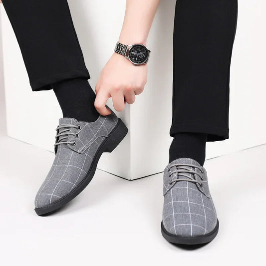 Chaussures d'affaires décontractées pour hommes printemps automne loisirs britanniques toile à lacets chaussures formelles respirant bout rond semelle extérieure en PVC MAEJORKEN