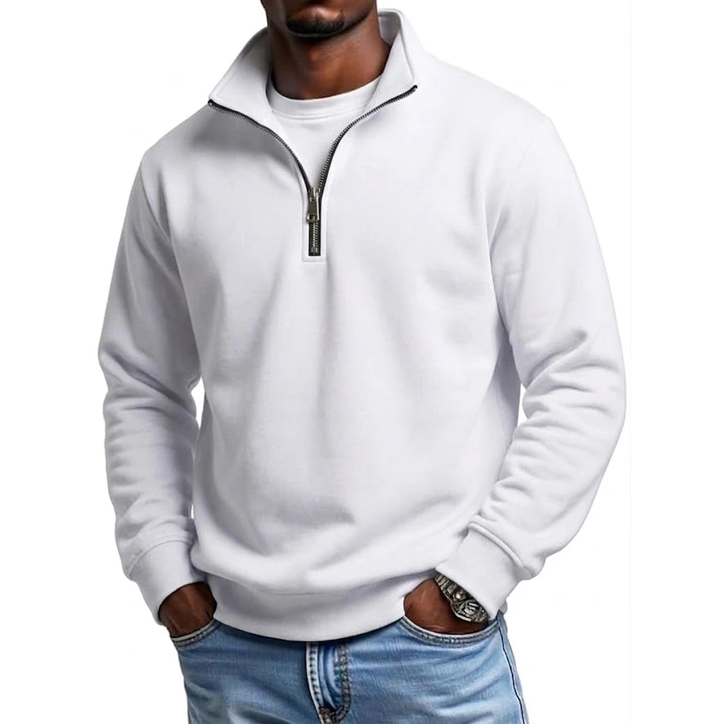 Sweat-shirt à fermeture éclair pour homme, idéal pour le sport et les activités de plein air, avec capuche et demi-zip, collection printemps-automne, couleur unie MAEJORKEN