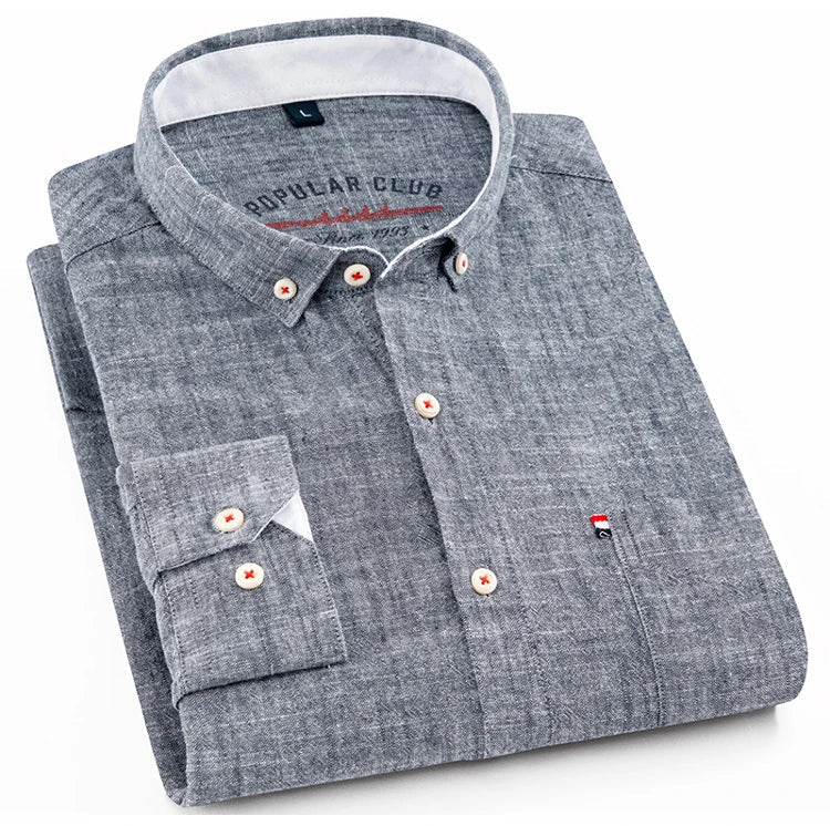 Chemise habillée à col boutonné pour hommes, mélange de coton et de lin respirant, manches longues, coupe cintrée, printemps été décontracté Chic MAEJORKEN