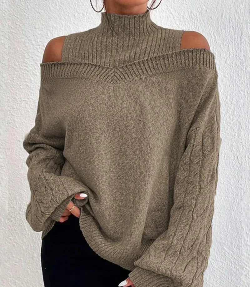 Pull semi - col roulé pour femme