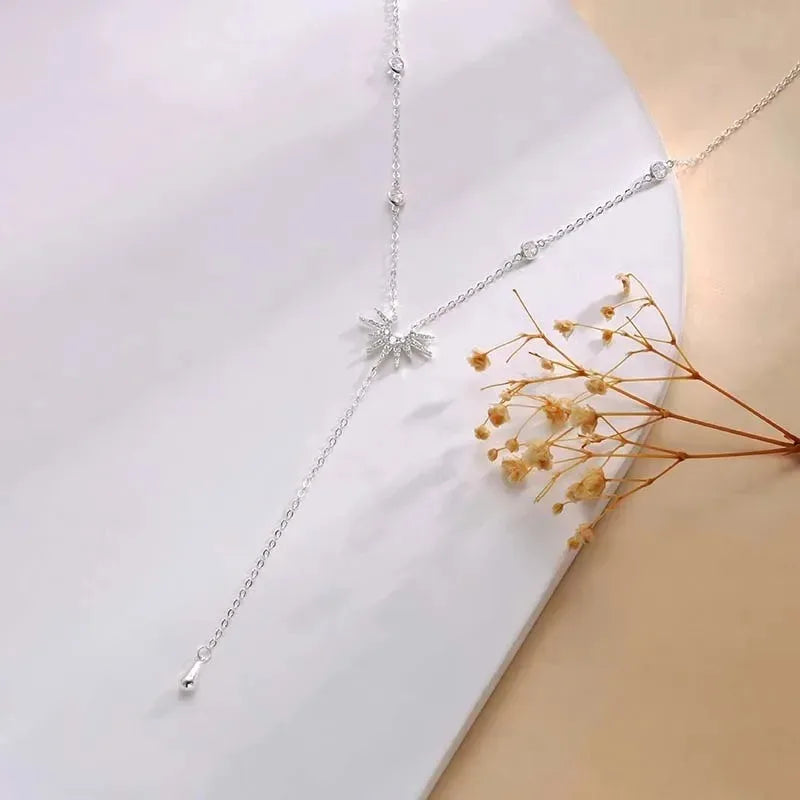 Collier pendentif en forme de Y en acier inoxydable pour femmes et filles, bijoux élégants à la mode, imitation diamant, Long pampille, cadeaux MAEJORKEN