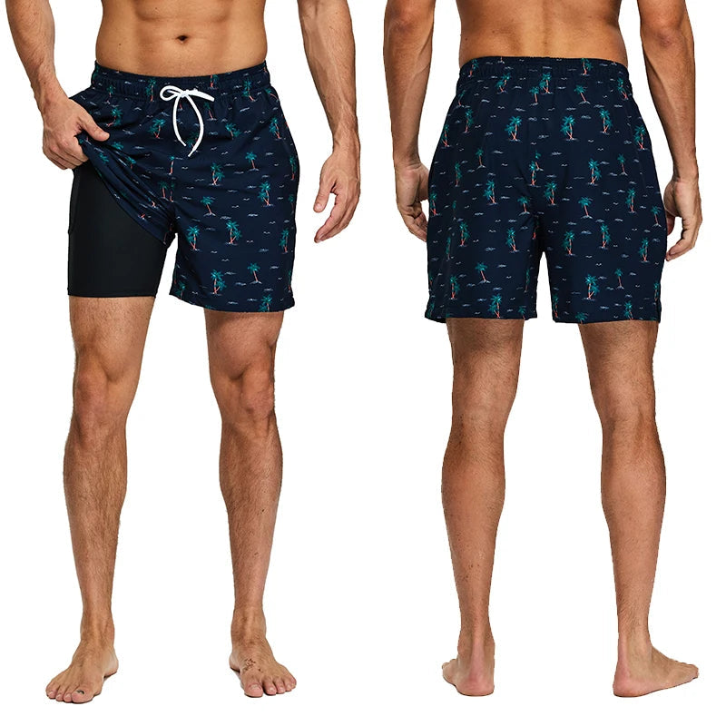 DATIFER été 2026 nouveauté hommes Shorts Polyester longue doublure 2 en 1 Shorts Para Hombre côté fermeture éclair poche maillot de bain de sport MAEJORKEN