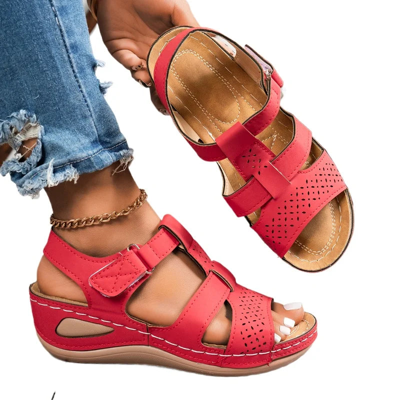 Sandales compensées orthopédiques haut de gamme pour femme, été 2026, à bout ouvert, antidérapantes, style vintage et rétro, chaussures décontractées à plateforme MAEJORKEN