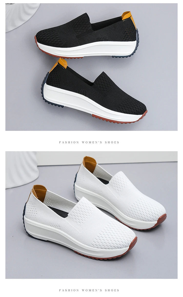 Baskets d'extérieur en maille respirante pour femmes, chaussures plates à enfiler, chaussures de Jogging légères à semelle compensée, mocassins d'été à semelle souple MAEJORKEN