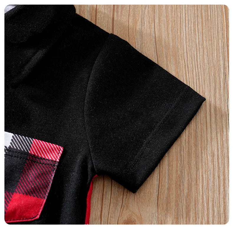Polo à carreaux en Patchwork pour nouveau-né, vêtements confortables et doux pour garçons et filles, combinaison d'été à manches courtes pour bébé MAEJORKEN