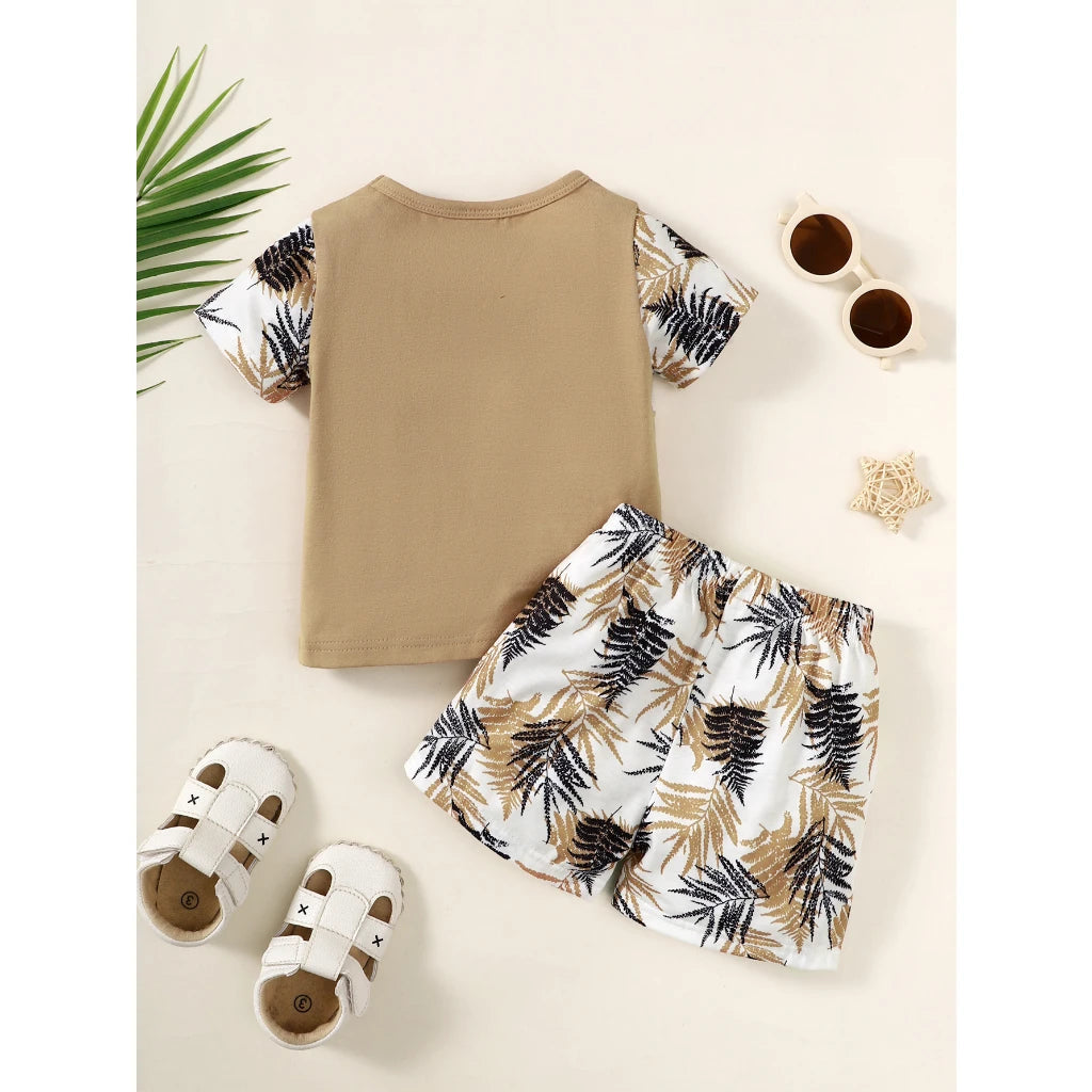 Ensemble de vêtements pour bébé garçon de 1 à 3 ans, haut à manches courtes + Short, 2 pièces, tenue décontractée quotidienne d'été, vêtements de Style plage pour tout-petits garçons MAEJORKEN