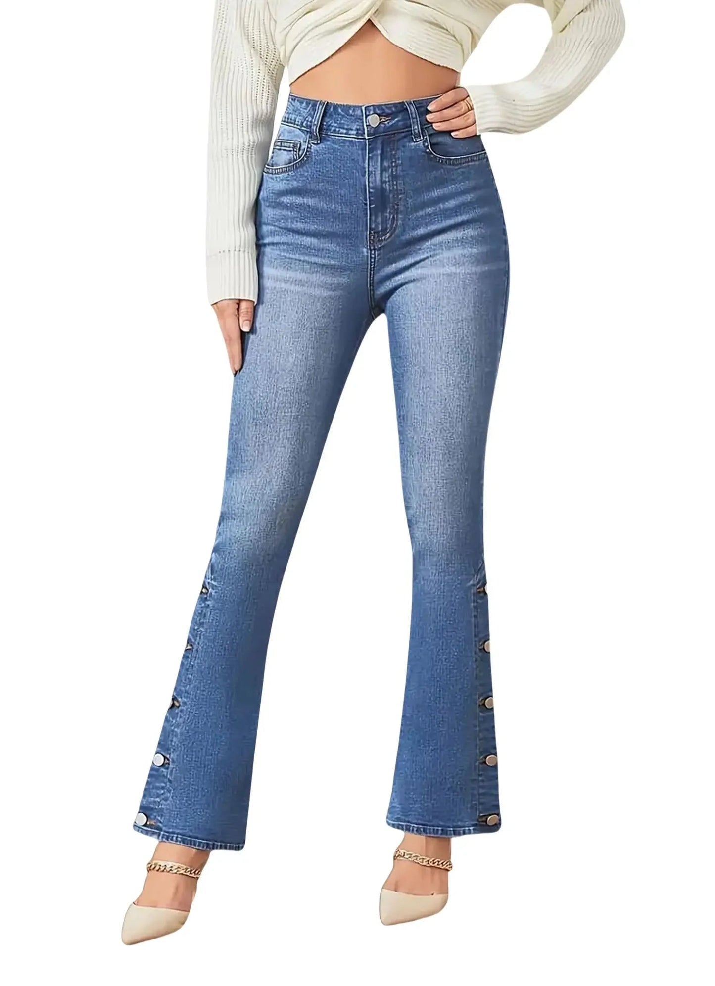 Jean évasé Y2k pour femme, pantalon en Denim d'inspiration Vintage, Look élégant, tissu extensible, lavable en Machine, Style rétro MAEJORKEN