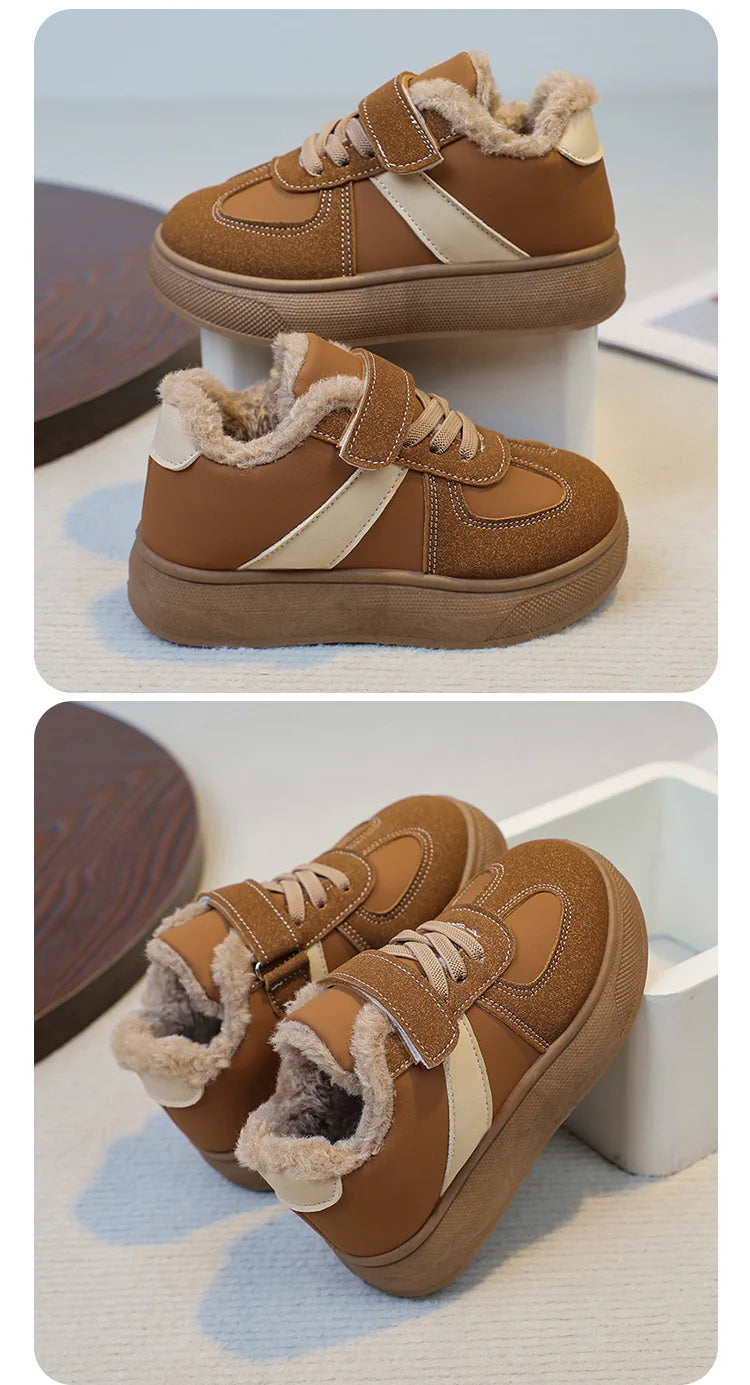 Chaussures chaudes d'hiver pour enfants, baskets en polaire, en coton, imperméables, en laine d'agneau, pour filles, 2025 MAEJORKEN