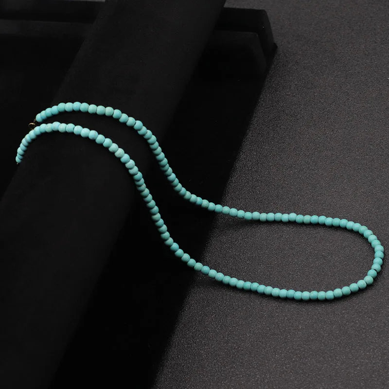 Collier élégant pour hommes, perles de 4mm, guérison, 7 couleurs disponibles, lave réglable, Howlite, obsidienne, court, sport, absorbant la sueur MAEJORKEN
