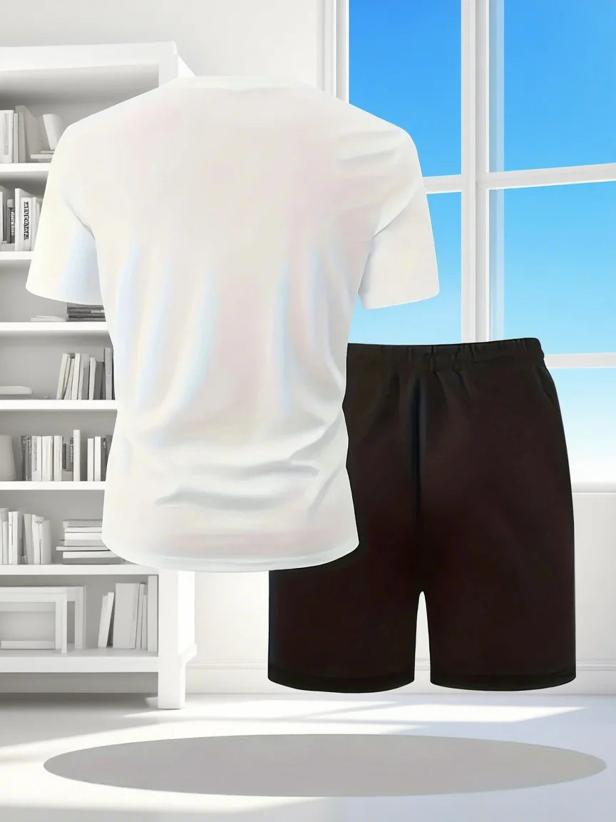 Short d'été imprimé à manches courtes pour hommes, ensemble de sport décontracté, costume de mode d'extérieur, urbain et de rue MAEJORKEN