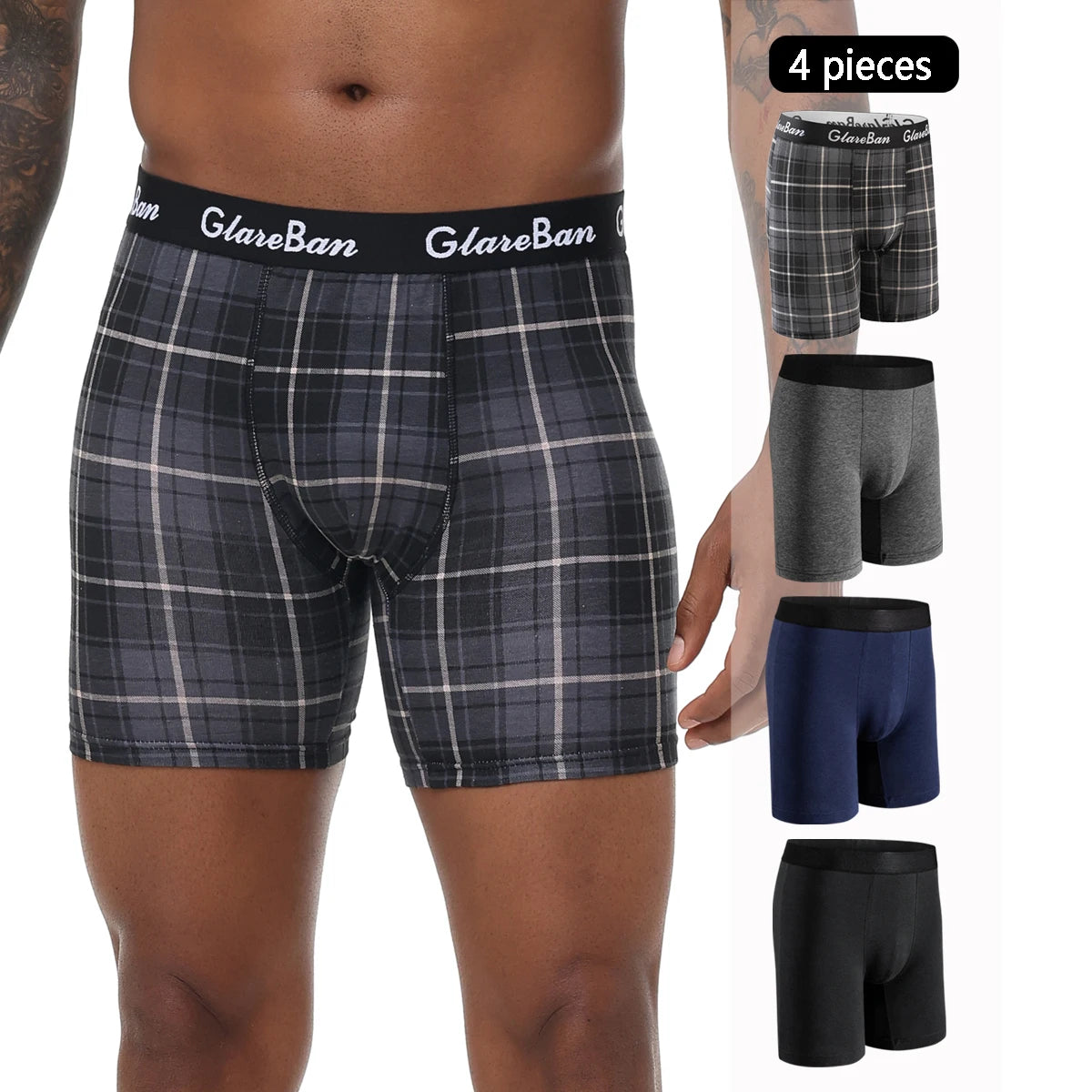 4 pièces ensemble mi-long Boxer Shorts sous-vêtements masculins coton respirant hommes caleçons pour hommes Homme Boxershorts glisse culotte douce MAEJORKEN