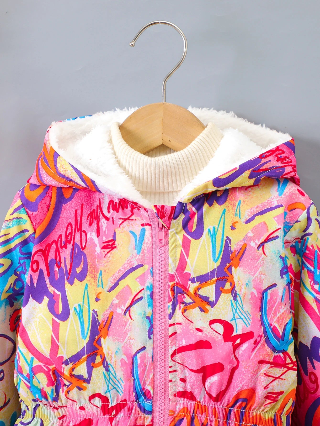 Cardigan Chaud Rembourré en Peluche pour Fille, Veste à Capuche avec Fermeture Éclair, Imprimé Numérique, à la Mode, Automne et Hiver MAEJORKEN