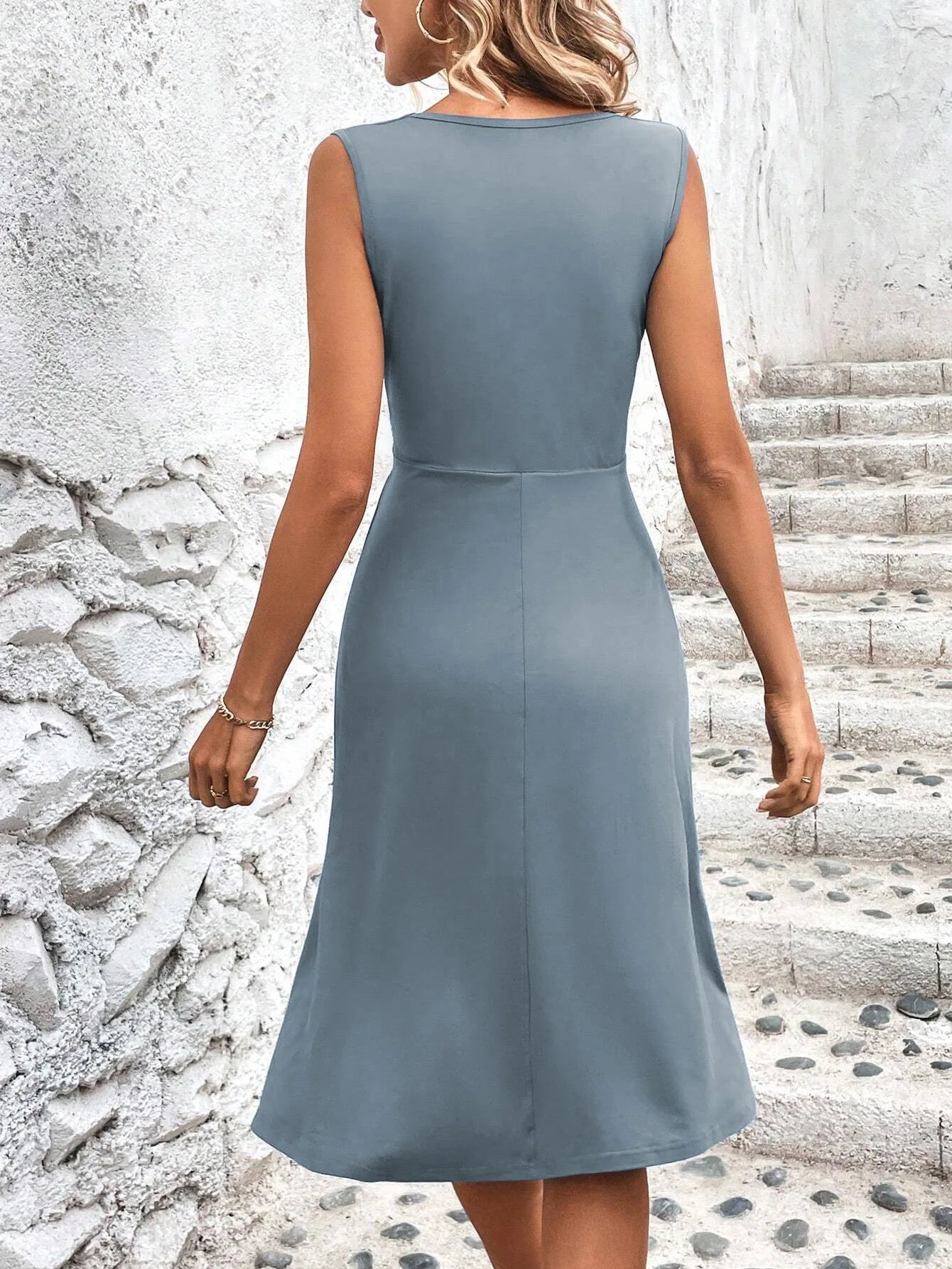 Couleur unie décontracté mince robes courtes pour les femmes 2025 mode été femmes a-ligne robe Midi élégant Vintage robes féminines MAEJORKEN