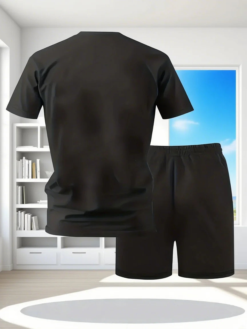 Short d'été imprimé à manches courtes pour hommes, ensemble de sport décontracté, costume de mode d'extérieur, urbain et de rue MAEJORKEN