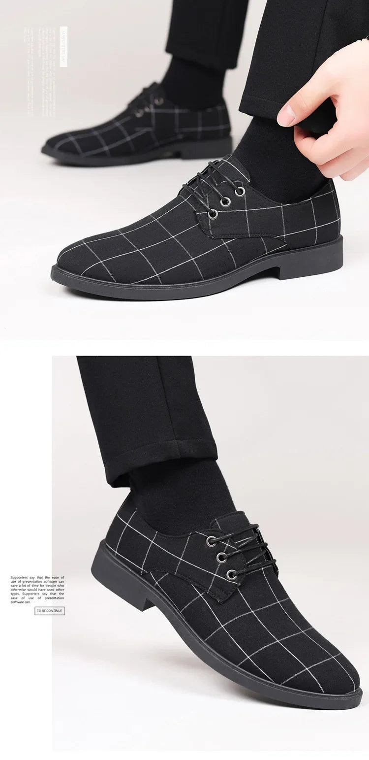 Chaussures d'affaires décontractées pour hommes printemps automne loisirs britanniques toile à lacets chaussures formelles respirant bout rond semelle extérieure en PVC MAEJORKEN