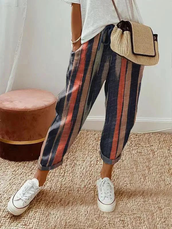 Pantalon mi-long en coton pour femmes, ligne à volants, Vintage, grande, grande taille, grande taille, décontracté, mode fête, bande ample, poche, été, printemps MAEJORKEN