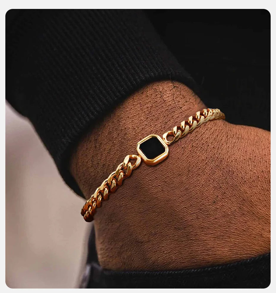 Bracelet tendance pour hommes, Bracelet à chaîne cubaine en acier inoxydable, cadeau de bijoux pour mari BBF fils MAEJORKEN