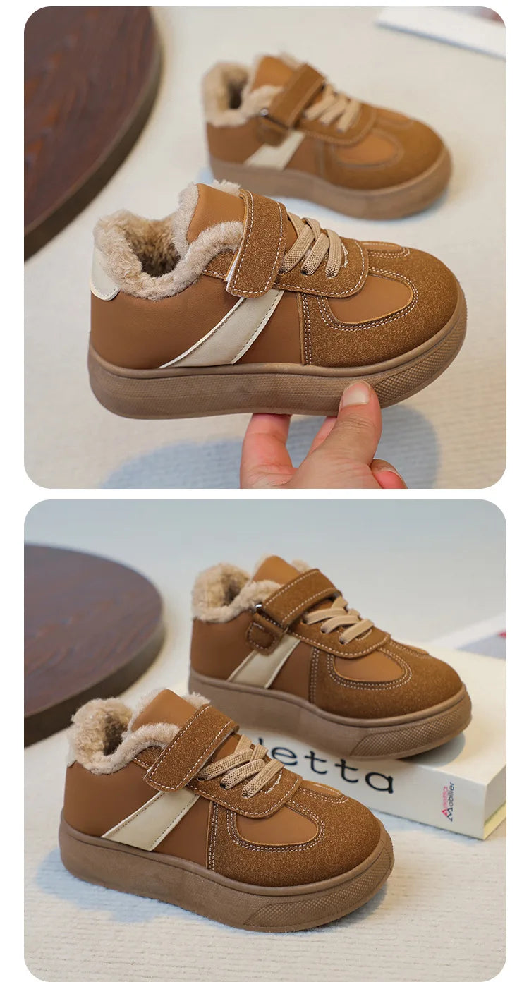 Chaussures chaudes d'hiver pour enfants, baskets en polaire, en coton, imperméables, en laine d'agneau, pour filles, 2025 MAEJORKEN