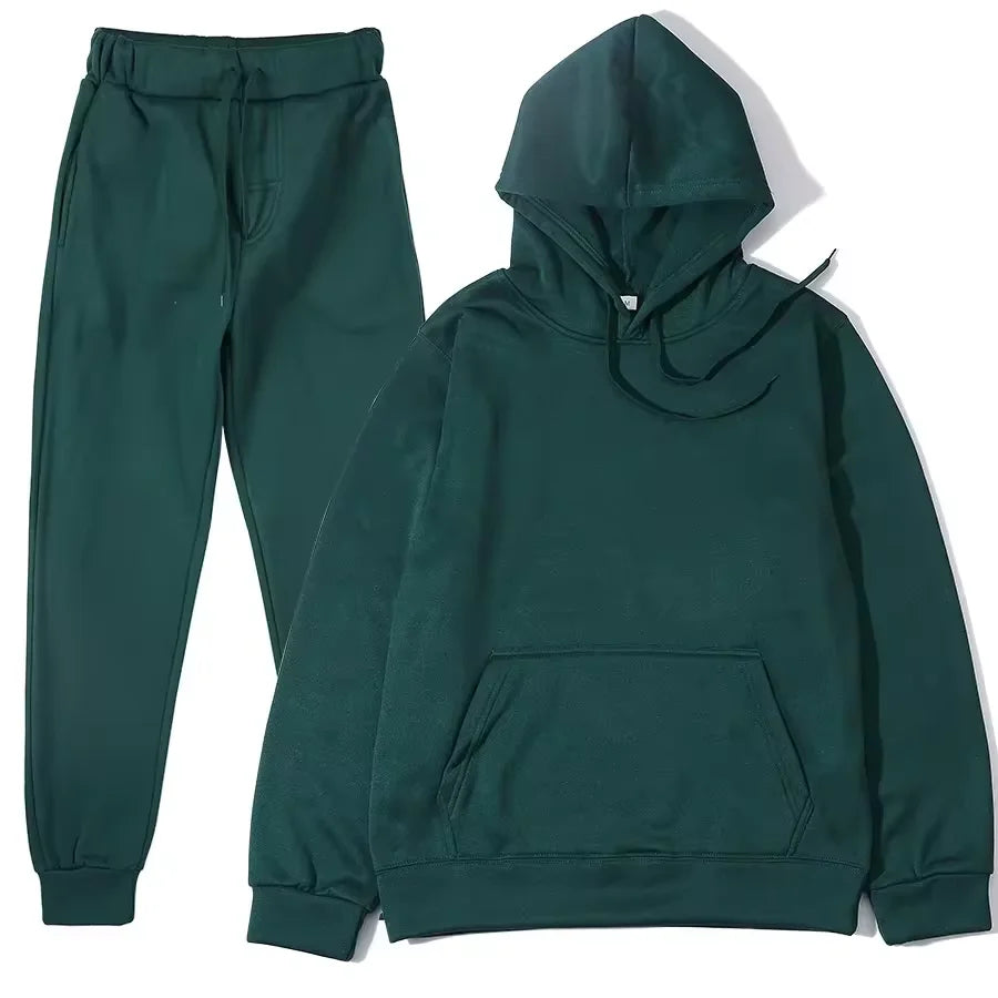 Ensemble survêtement couleur unie sweat à capuche + pantalon du S au 3XL