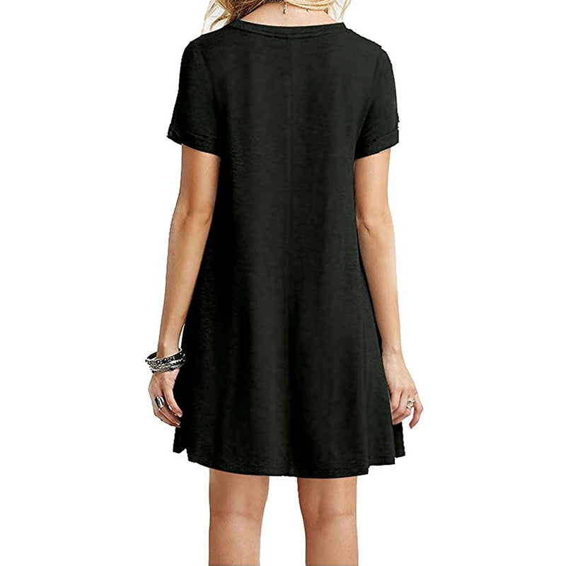 Femmes décontracté à manches courtes t-shirt robe Vintage col rond imprimé Mini robe ample élégant Simple Mini robe Streetwear robe d'été MAEJORKEN