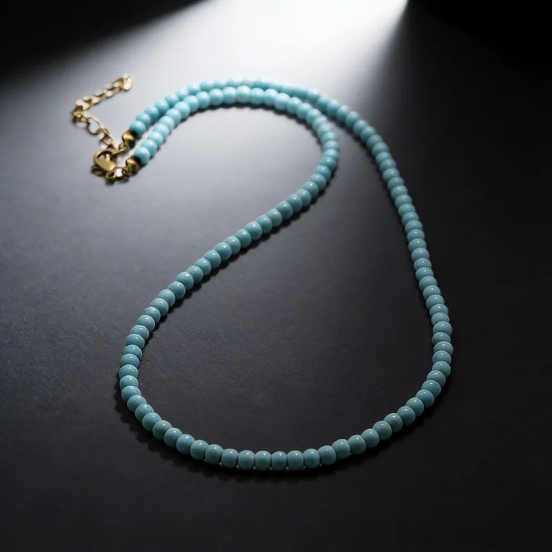 Collier élégant pour hommes, perles de 4mm, guérison, 7 couleurs disponibles, lave réglable, Howlite, obsidienne, court, sport, absorbant la sueur MAEJORKEN