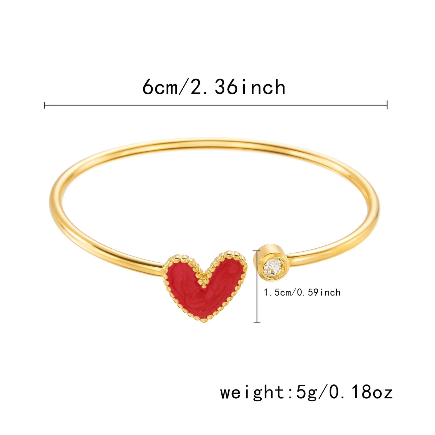 Bracelet ouvert en forme de cœur d'amour en acier inoxydable pour femmes, plaqué or, cristal Zircon, exquis, ouvert, bijoux imperméables MAEJORKEN
