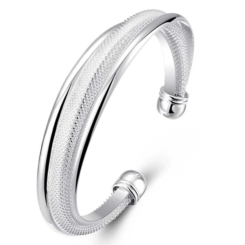 DOTEFFIL 925 en argent Sterling grand Bracelet lisse réticulé pour femme homme bijoux de fiançailles de mariage MAEJORKEN